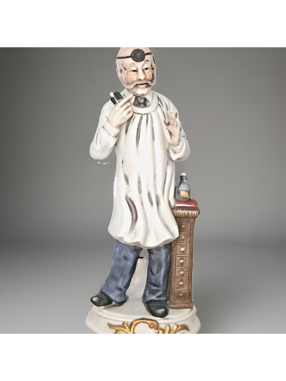 Vintage Porcelain Doctor Figurine Medical Statue Monocle Physician Decor
